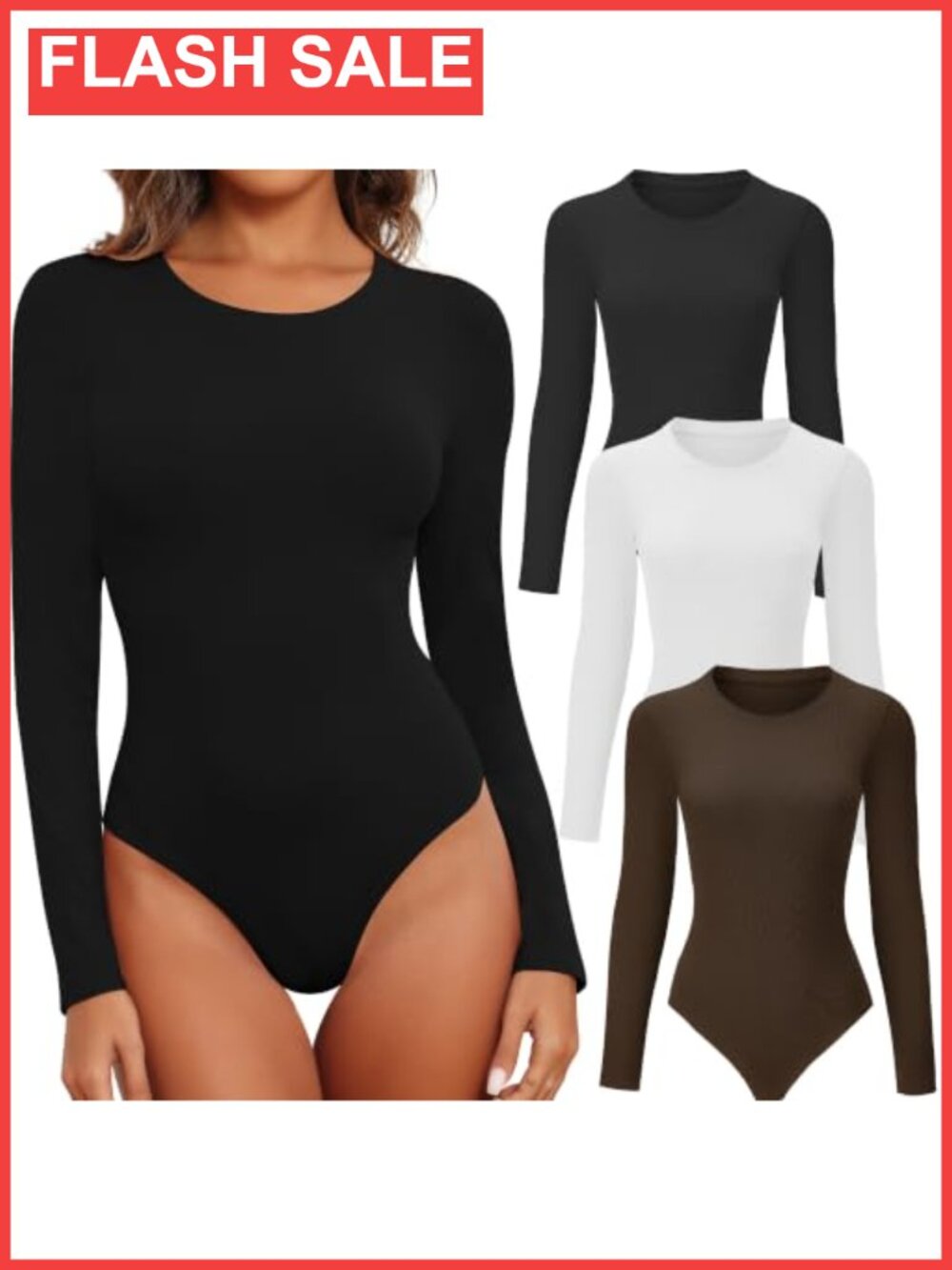 Rayon Spandex Long Sleeve Bodysuit Round Neck Snap Crotch